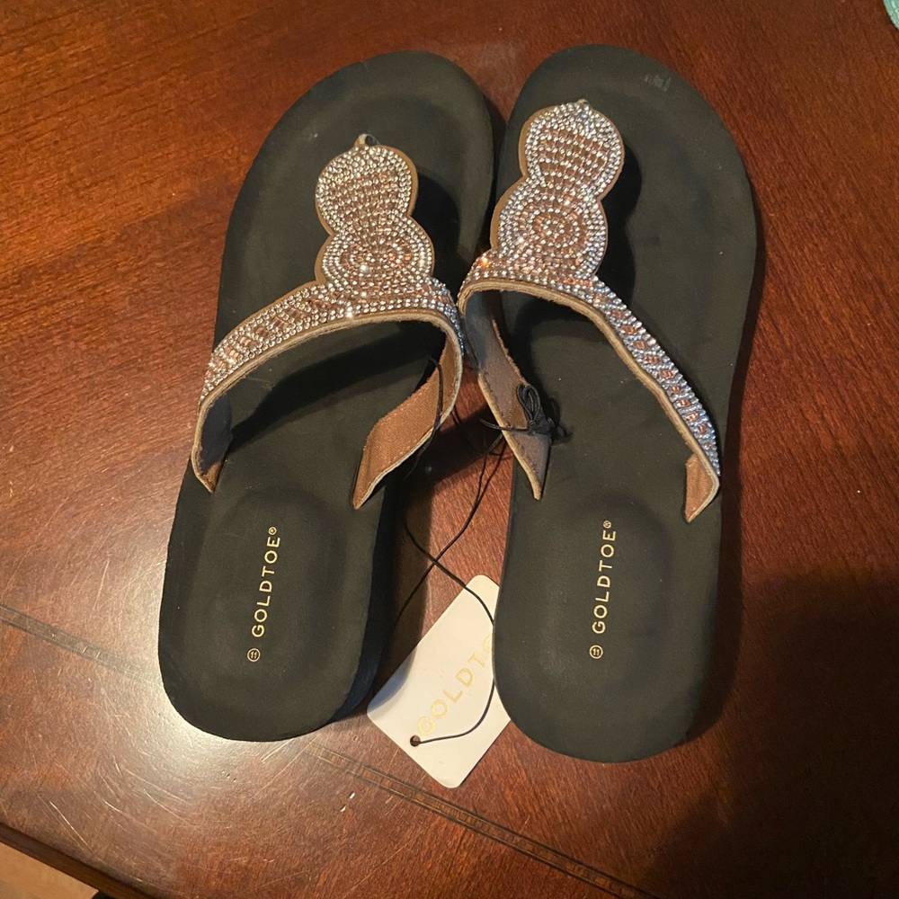 Gold Toe Women's Sandals with Sparkling Accents